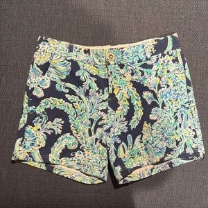 Lilly Pulitzer Navy and Green Floral Women's Shorts